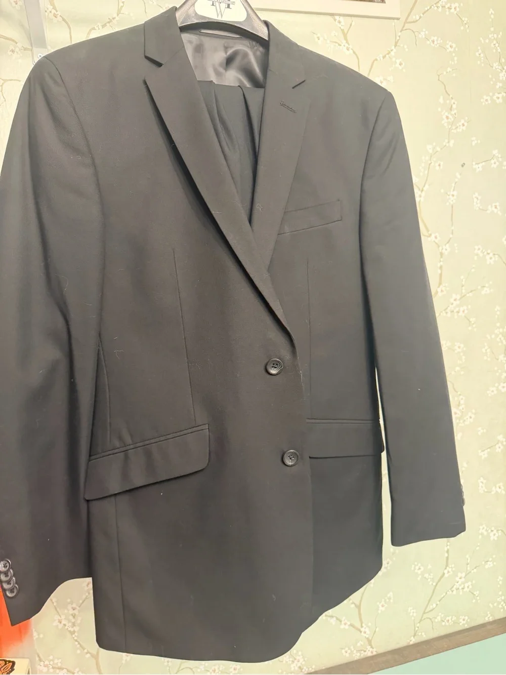 Black Kenneth Cole Reaction Men's Black Two-Button Suit Blazer & Pants Set